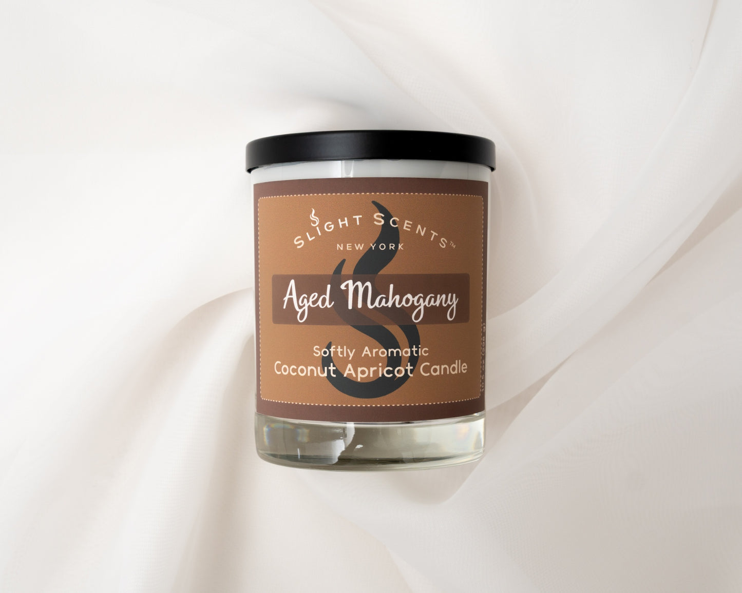 Aged Mahogany candle on a white background.