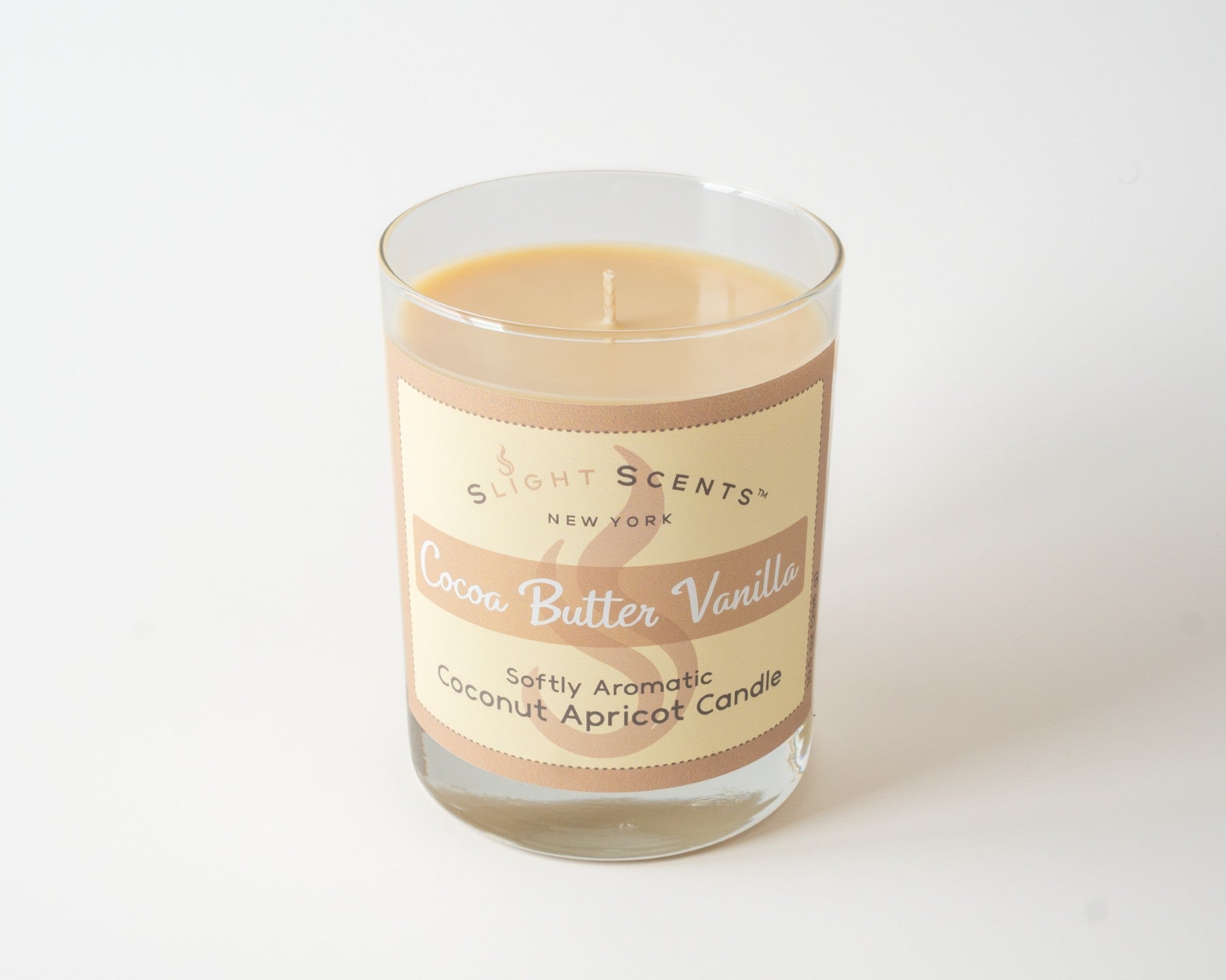 Cocoa Butter Vanilla candle from Slight Scents New York without the lid. 