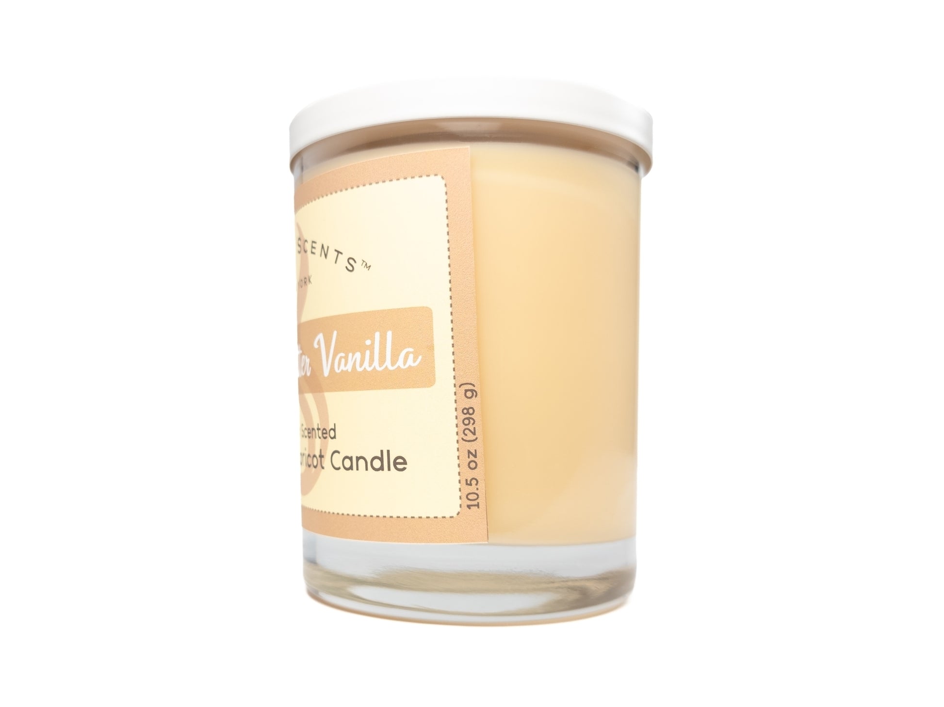 Cocoa Butter Vanilla candle side profile showing the cream-colored wax.